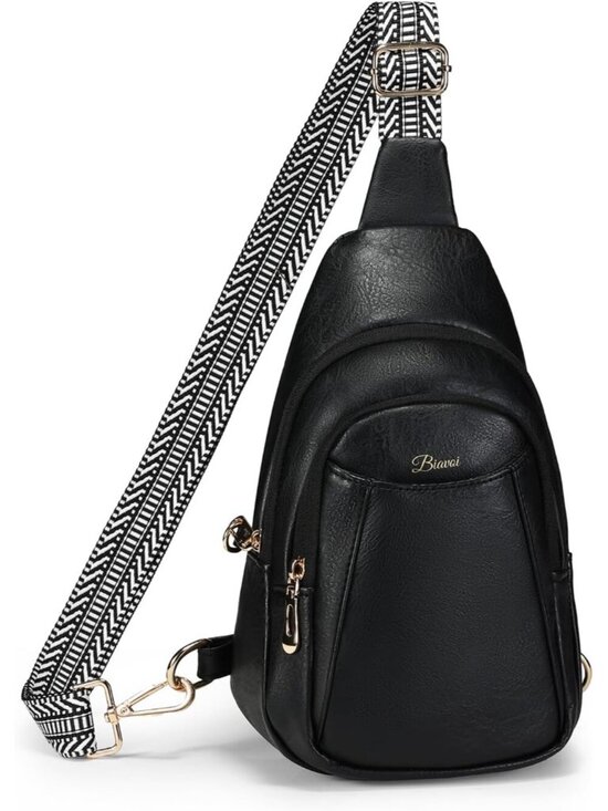 Handbags - Women's Black Anti Theft Small Sling Zipper Lock Vegan Leather Crossbody Bag
